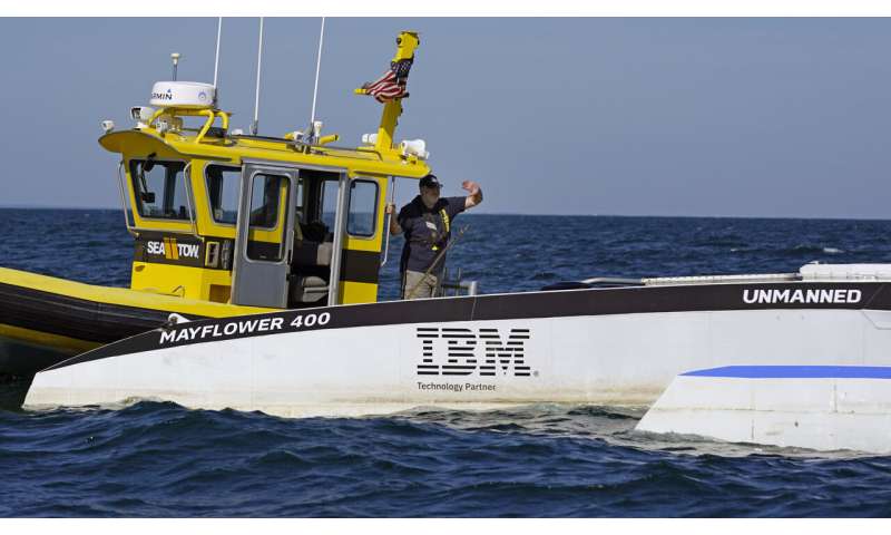 Crewless robotic Mayflower ship reaches Plymouth Rock