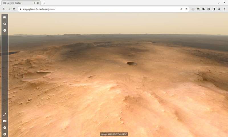 Mapa virtual de senderisme per al cràter Jezero, el lloc d'aterratge del rover Perseverance Mars 2020