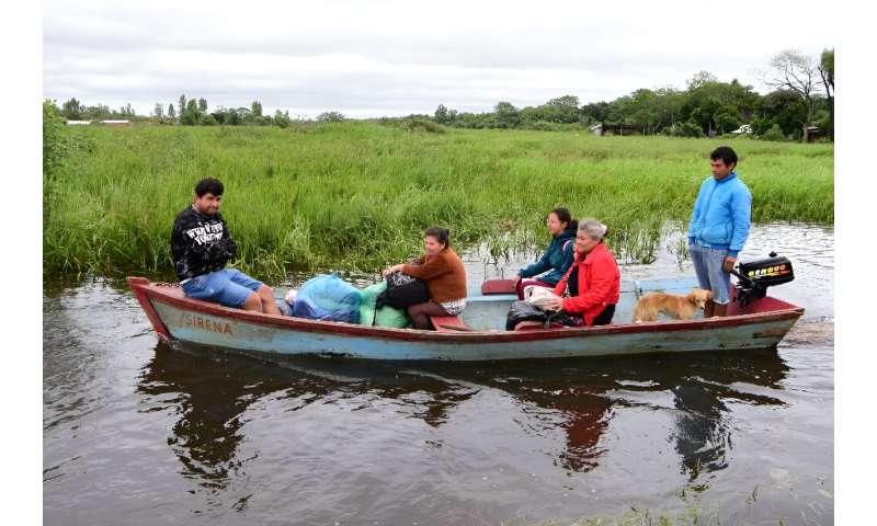 Evacuations by boat in Ayolas, Paraguay
