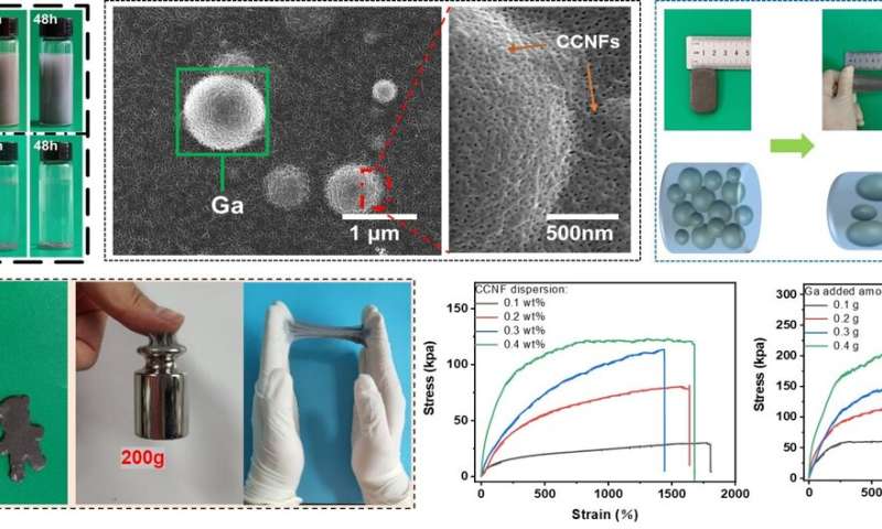 Highly sensitive and self-healing conductive hydrogels fabricated from cationic cellulose nanofiber-dispersed liquid metal for s