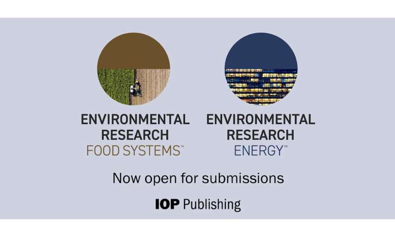 IOP Publishing's latest Environmental Research series journals now open for submissions  