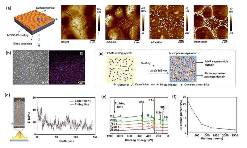 Self-wrinkling coating for impact resistance and mechanical enhancement