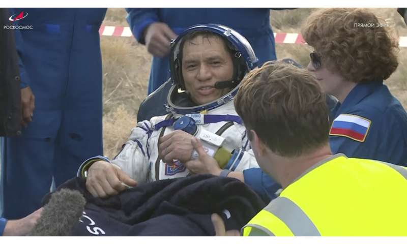 Three astronauts return to Earth after a year in space. NASA's Frank Rubio sets US space record