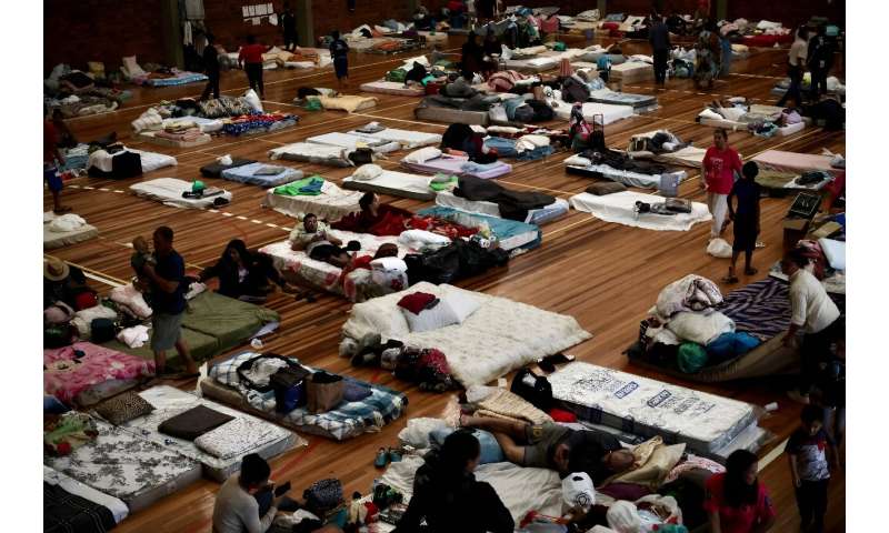 A shelter set up in a gymnasium in Porto Alegre, on May 4, 2024
