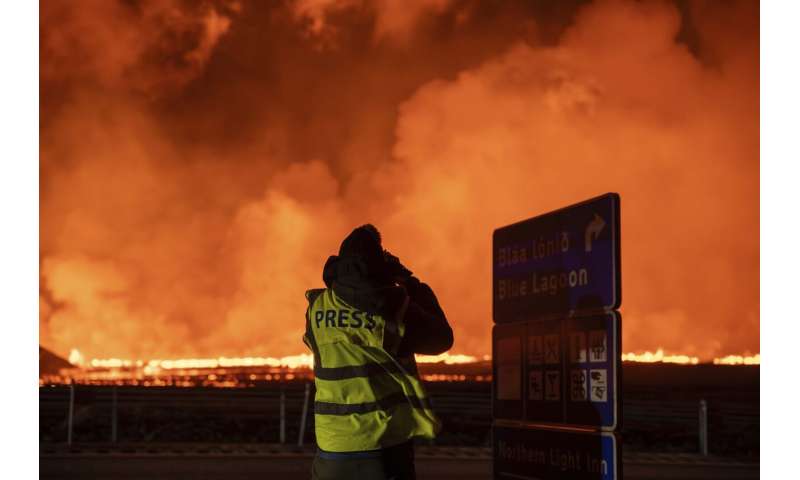 An Iceland volcano erupts again but spares the nearby town of Grindavik for now