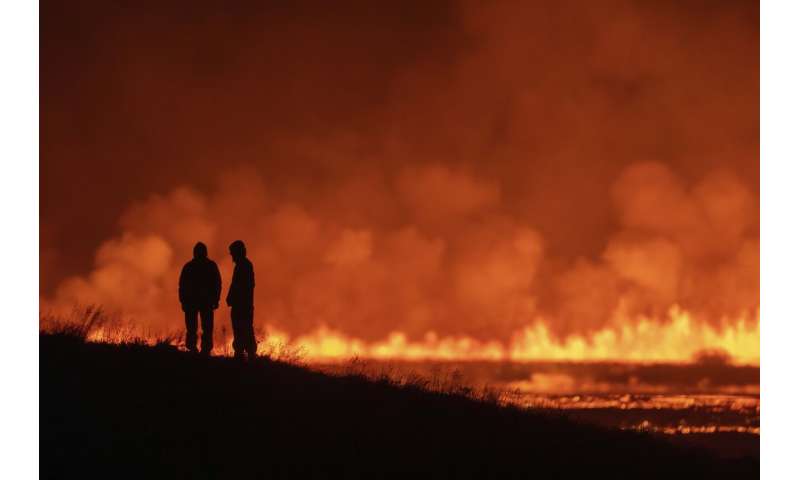 An Iceland volcano erupts again but spares the nearby town of Grindavik for now