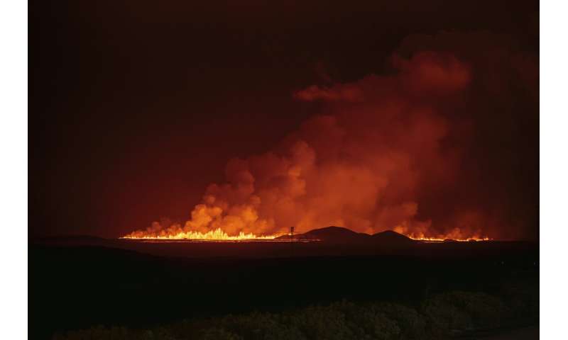 An Iceland volcano erupts again but spares the nearby town of Grindavik for now