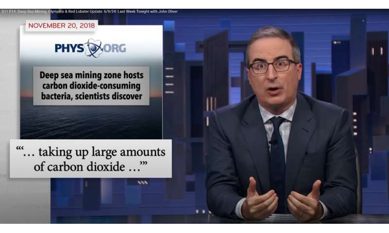 Science X recognized on Last Week Tonight with John Oliver for deep-sea mining coverage