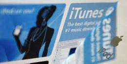 Apple's iTunes website is reflected on an iPod music reader