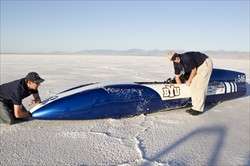 BYU's electric streamliner hums quickly, quietly over Salt Flats