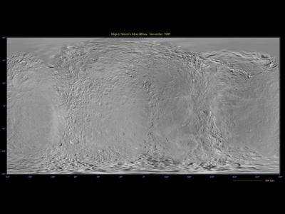 Cassini marks holidays with dramatic views of Rhea