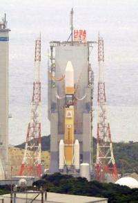 Japan's H2A rocket is set on its launch pad at the Tanegashima space centre in Kagoshima prefecture