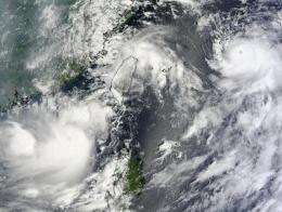 NASA's Terra Satellite captures 3 tropical cyclones in the northwestern Pacific Ocean