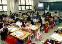 South Korean students take a lesson at an elementary school in Seoul