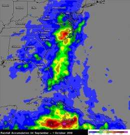 TRMM satellite sees tropical moisture bring heavy rain, flooding to US East Coast