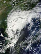NASA satellite sees Tropical Storm Kompasu transitioning over Korea and China