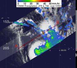 Tropical Storm Nisha being battered by wind shear