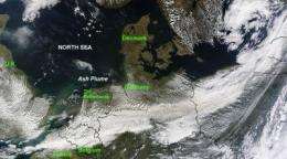 Terra Satellite sees Iceland volcano's ash moving into Germany