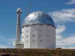The South African Large Telescope (SALT), nears completion near Sutherland, South Africa