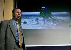 NASA Administrator Michael Griffin speaks to the press