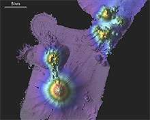 One of the submerged volcanoes found by the research teams