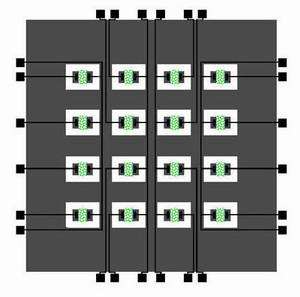 Schematic of a fabricated  4X4 electrical biosensor array