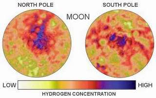 Hydrogen deposits measured by Lunar Prospector.