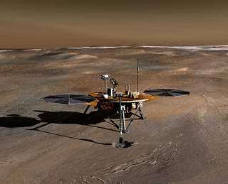 Artist's concept of Phoenix on the surface of Mars