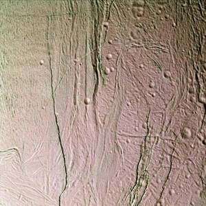 This false-color, close-up look at Saturn's moon Enceladus yields new insight into the different processes that have shaped the