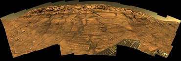 NASA's Opportunity rover captured this view of "Burns Cliff" after driving right to the base of this southeastern portion of the