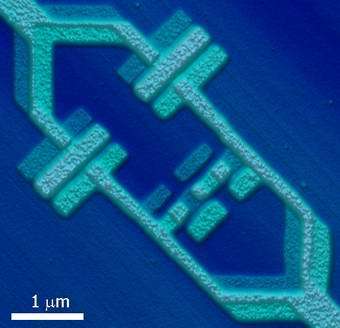 Electron microscope image of a qubit from Hans Mooij's research group at Delft University of Technology