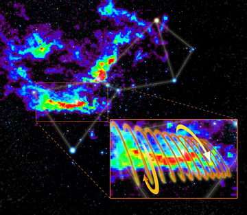 The Orion Molecular Cloud superimposed on the Orion constellation