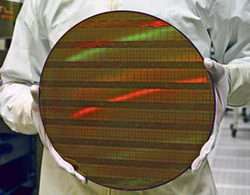 Intel 300 mm wafer with 45 nm shuttle test chips