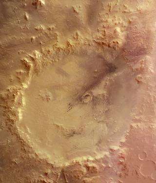 'Happy face' crater on Mars