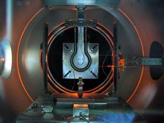 DS4G thruster firing during tests in the ESTEC Electric Propulsion facility
