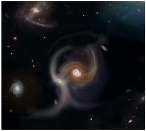Collision Between Galaxies (Artist's Impression)