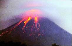 The Mount Merapi volcano spews lava
