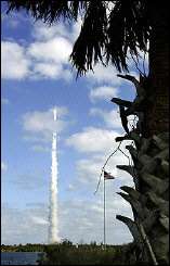 The New Horizons spacecraft atop an Atlas V rocket lifts-off at the Kennedy Space Center
