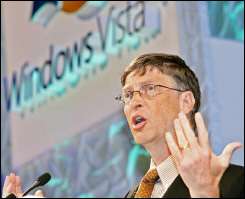 Microsoft founder Bill Gates promotes the Windows Vista operating system