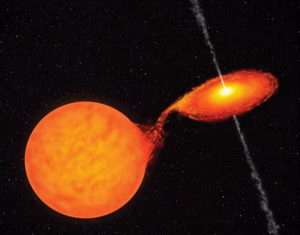 Artist's view of a microquasar