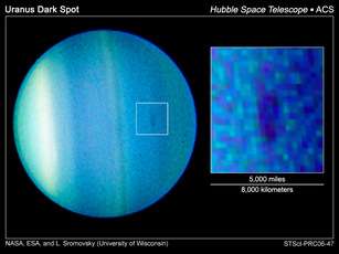 Hubble Discovers a Dark Cloud in the Atmosphere of Uranus