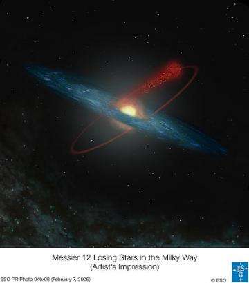 An artist's impression of the orbit of the globular cluster Messier 12 in the Milky Way