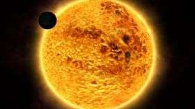 Hazy red sunset on extrasolar planet