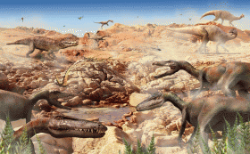 Dinosaurs in the Triassic. Credit: Quercus Publishing, London. 
