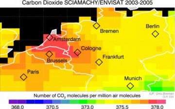 Envisat makes first ever observation of regionally elevated CO2 from manmade emissions
