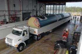 GLAST's Delta II rocket's first stage arrives in Cape Canaveral