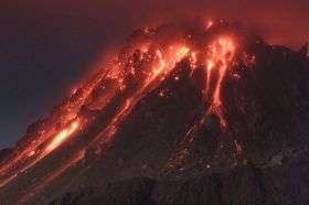 Lava pours out of Montserrat