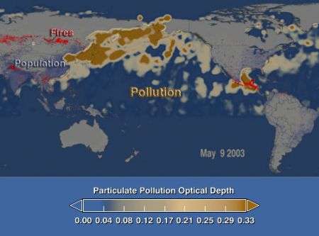 Satellite measures pollution from east Asia to North America