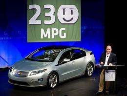 General Motors President and CEO Fritz Henderson announces the Chevrolet Volt extended-range electric vehicle
