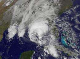 The GOES-12 satellite sees Large Hurricane Ida nearing landfall